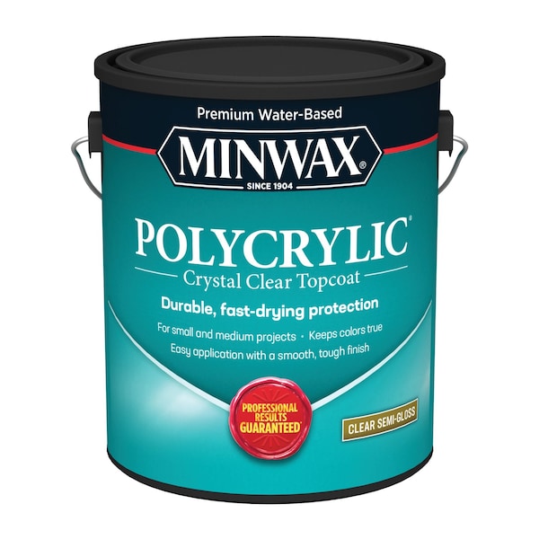Polycrylic Minwax Polycrylic Semi-Gloss Crystal Clear Water-Based Polyurethane 1 gal 14444000 - main